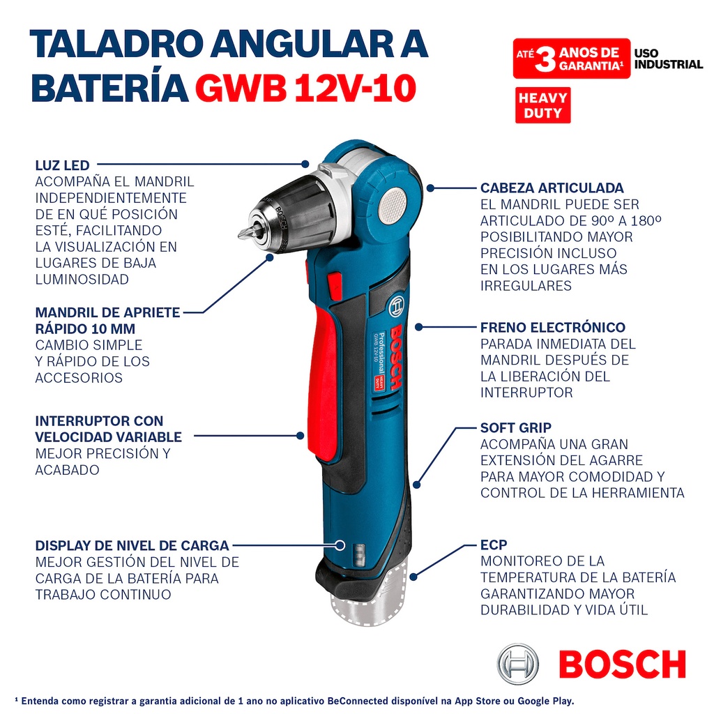 Taladro atornillador inalámbrico Bosch GWB 12V-10 12V SB con maletín