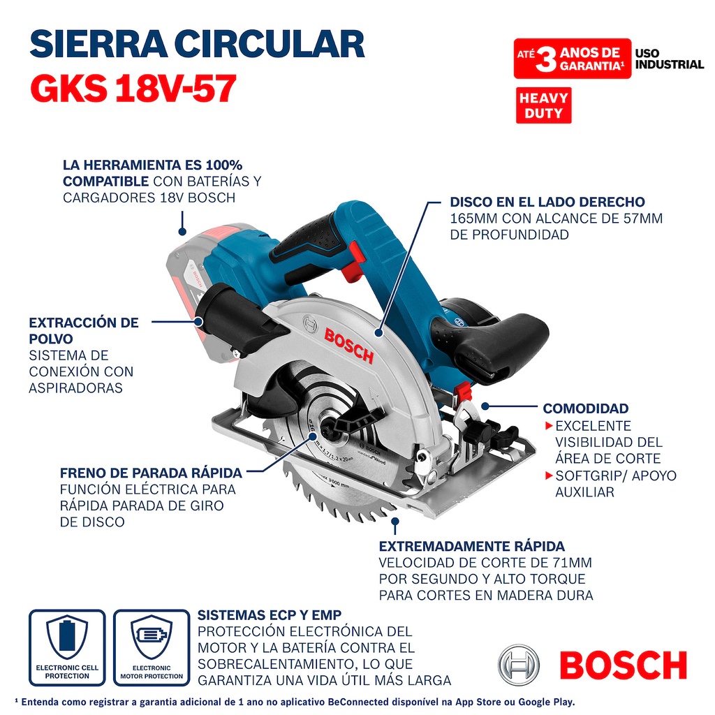 Sierra Circular inalámbrica Bosch GKS 18V-57 18V