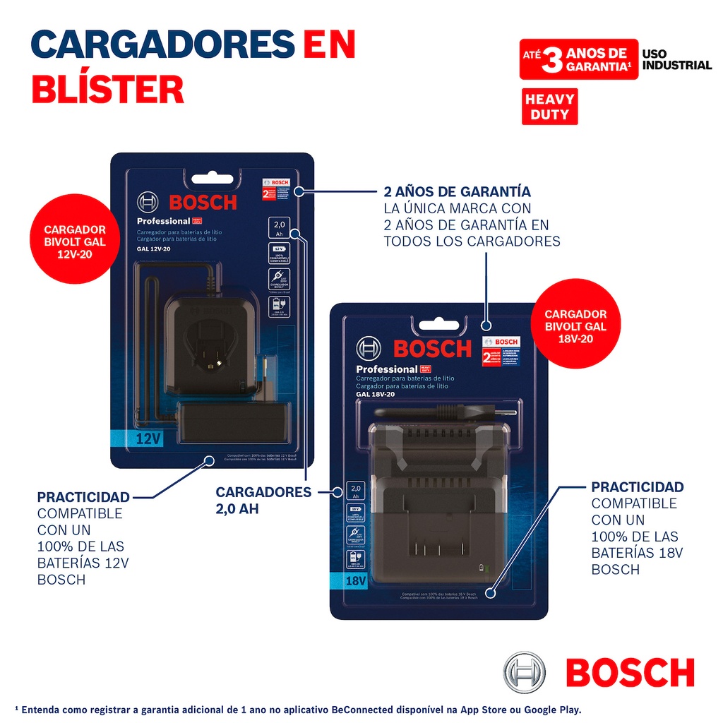 Cargador de baterías 12V Bosch GAL 12V-20 Bivolt