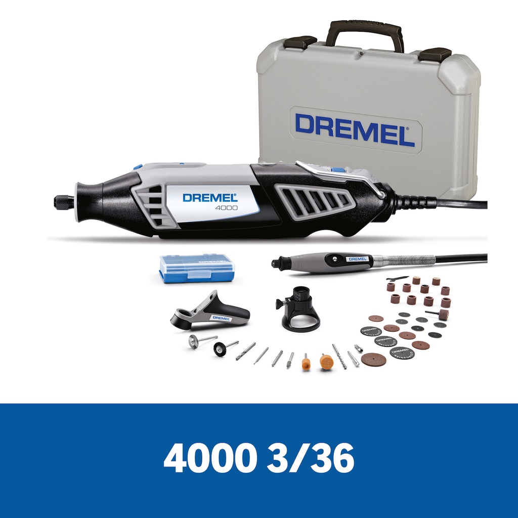 Minitorno Dremel 4000 con 3 acoples y 36 accesorios